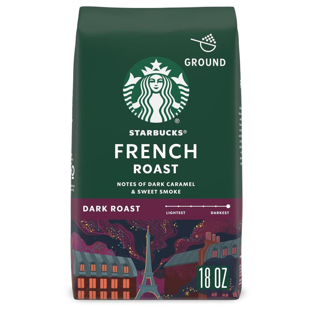Starbucks Ground Coffee, Dark Roast Hot or Iced Coffee, French Roast, 18 oz(18 Ounce (Pack of 1))