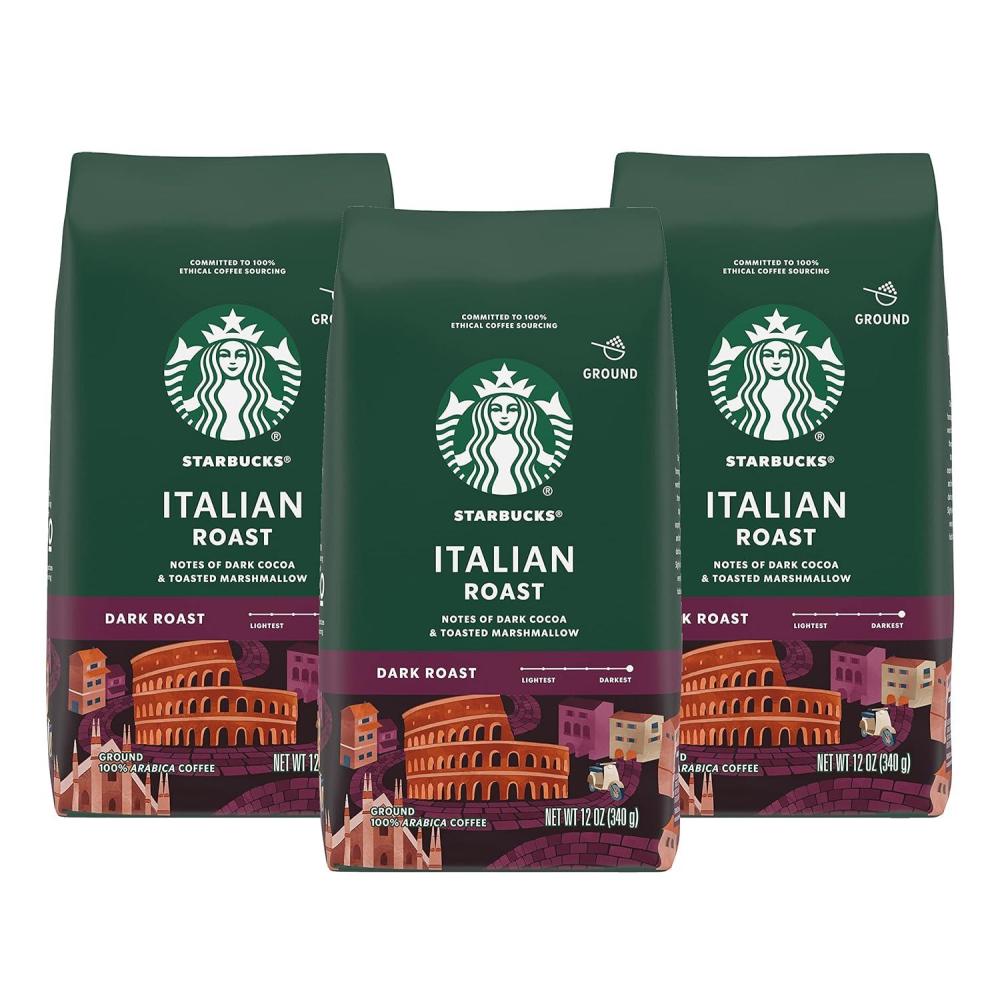 Starbucks Ground Coffee, Dark Roast Hot or Iced Coffee, Caffè Verona, 12 oz(Cocoa and Toasted Marshmallow)