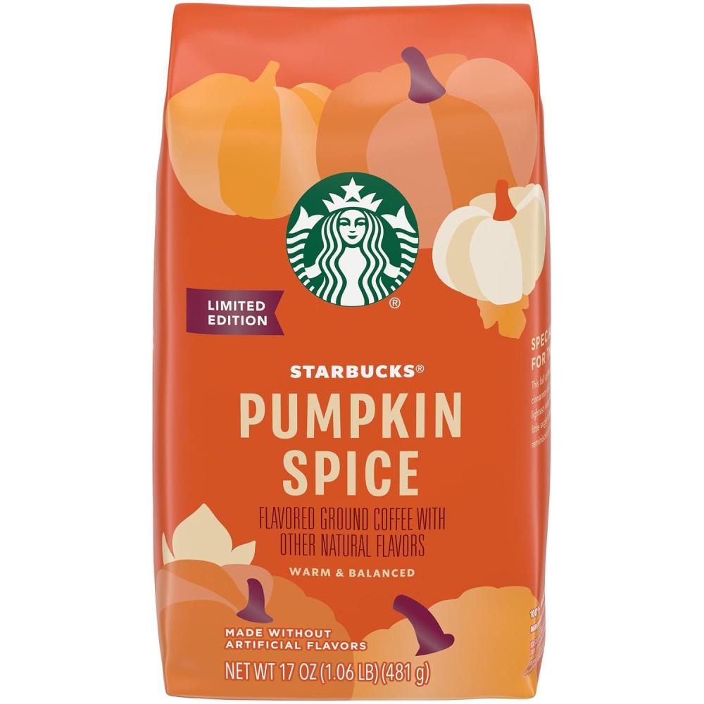 Starbucks Ground Coffee, Flavored Hot or Iced Coffee, Variety Pack, Three 11 oz Bags​(Pumpkin Spice)