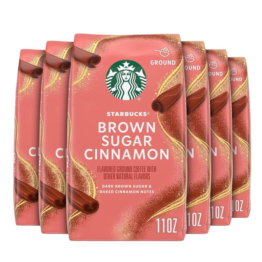 Starbucks Ground Coffee, Flavored Hot or Iced Coffee, Variety Pack, Three 11 oz Bags​(Brown Sugar Cinnamon)