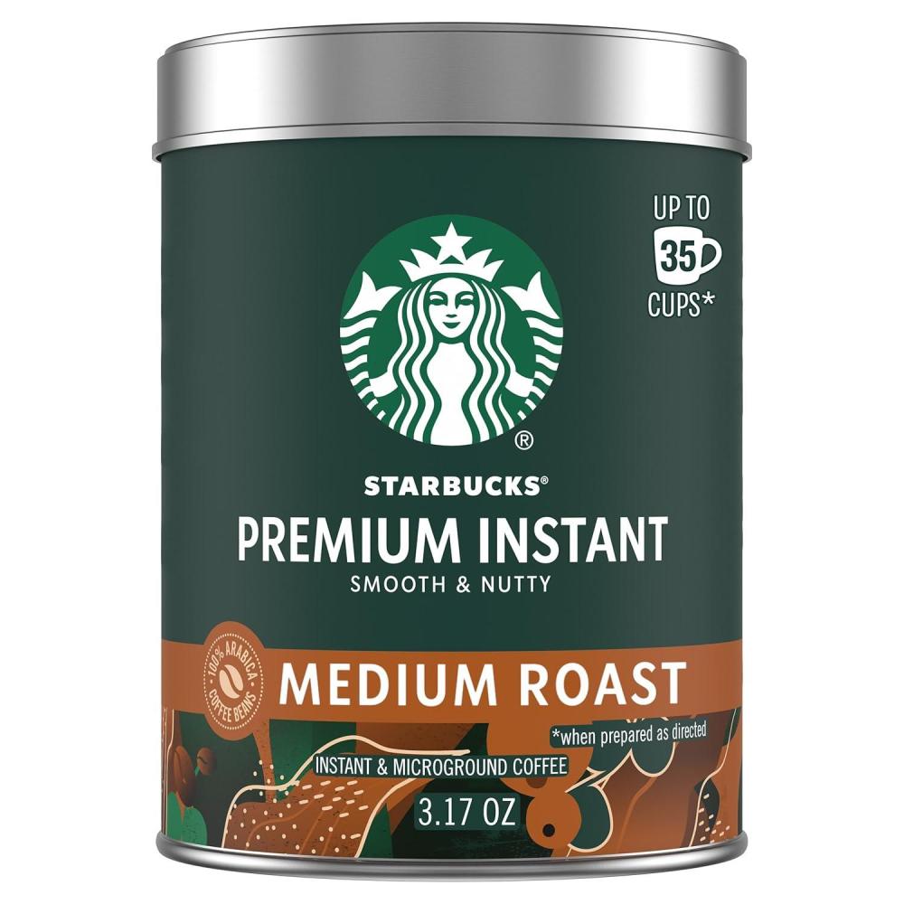 Starbucks Premium Instant Coffee, Starbucks Blonde Roast Coffee, Arabica Beans, Three 3.17 oz Tins(3.17 Ounce (Pack of 1))