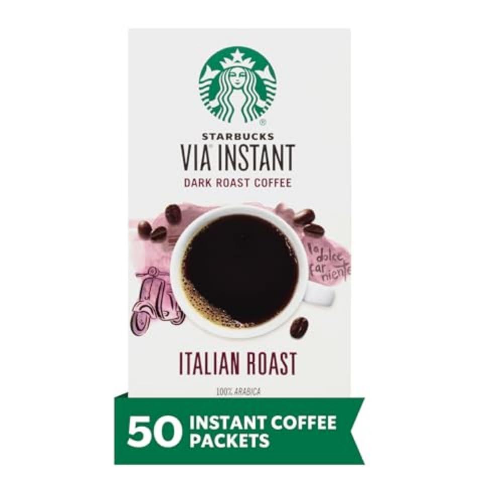Starbucks VIA Instant Coffee Packets, Single Serve, Dark Roast Coffee, French Roast, 96 Packets ​(Italian Roast)