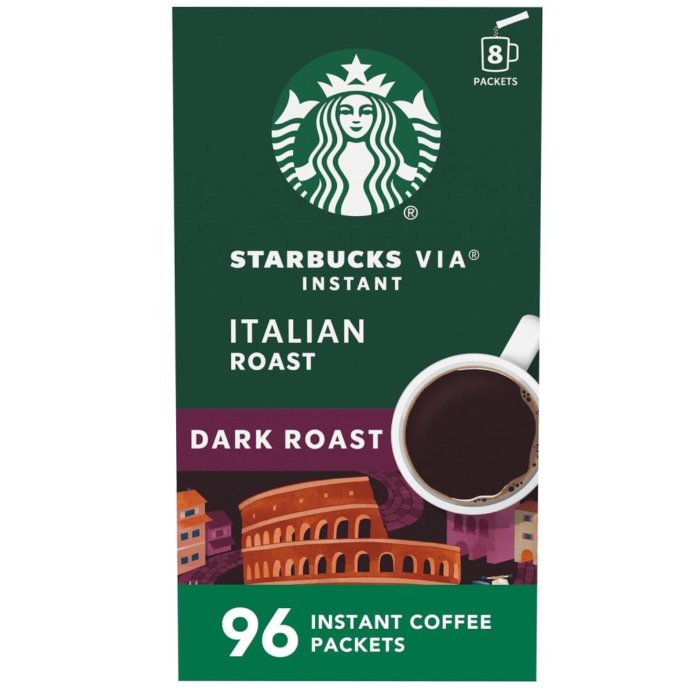 Starbucks VIA Instant Coffee Packets, Single Serve, Dark Roast Coffee, Italian Roast, 96 Packets(Italian Roast)