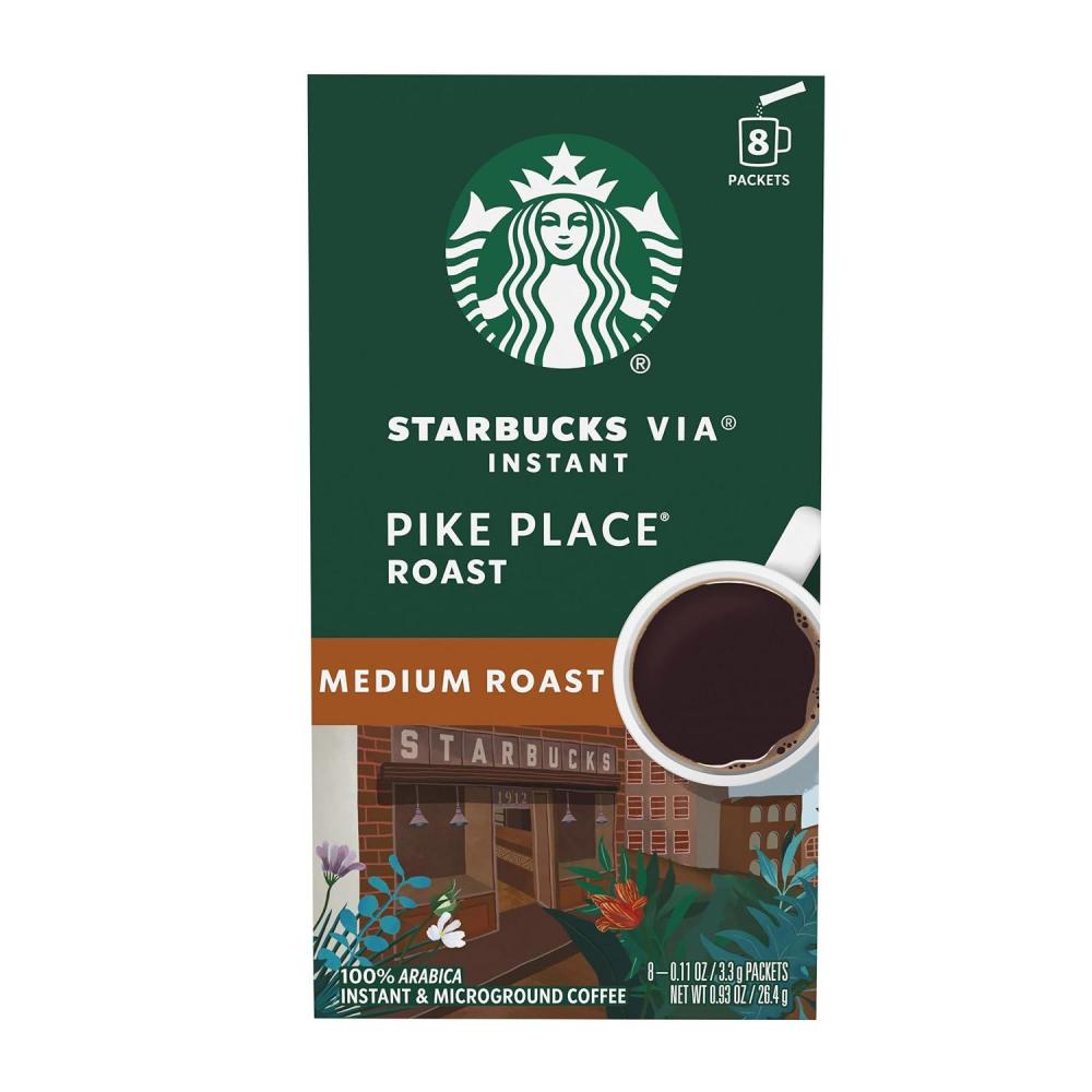 Starbucks VIA Instant Coffee, Medium Roast Coffee, Pike Place Roast, 100% Arabica, Single-Serve, 1 Box (50 Packets)(Pike Place Roast)
