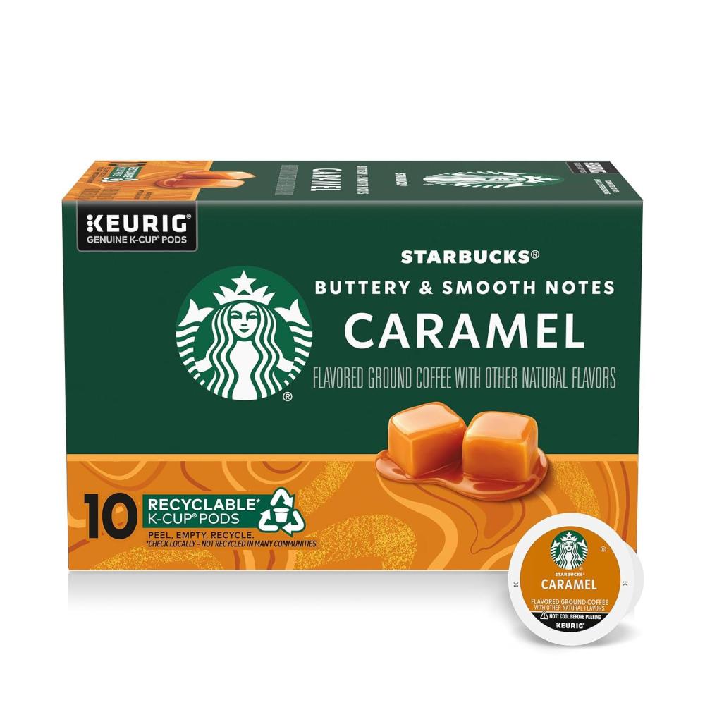 Starbucks K-Cup Coffee Pods, Medium Roast Iced Coffee Blend, Signature Black for Keurig Brewers, 100% Arabica, 6 Boxes (60 Pods Total)(Caramel)