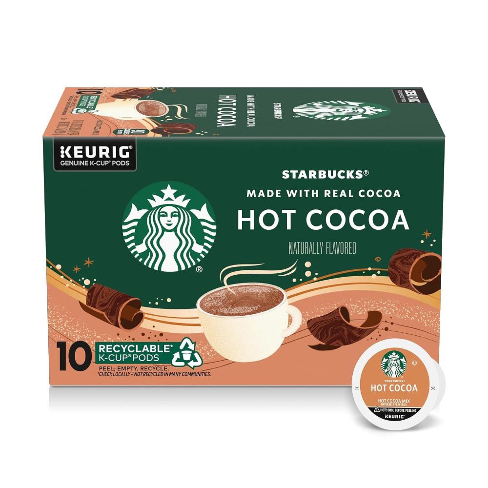 Starbucks K-Cup Coffee Pods, Flavored Hot or Iced Coffee, Toffeenut, 10 Keurig Pods(Classic Hot Cocoa)