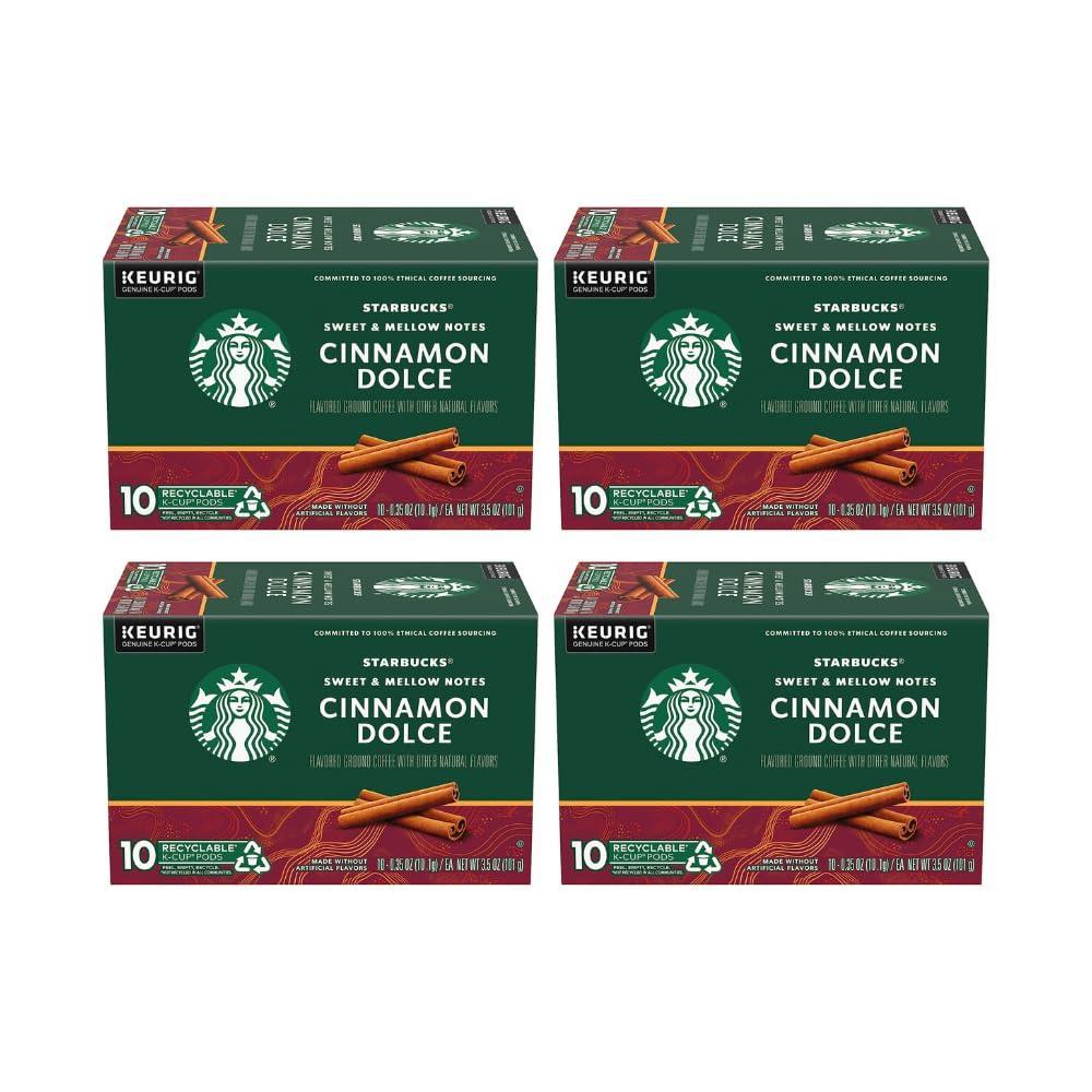 Starbucks K-Cup Coffee Pods, Medium Roast Iced Coffee Blend, Signature Black for Keurig Brewers, 100% Arabica, 6 Boxes (60 Pods Total)(Cinnamon Dolce)