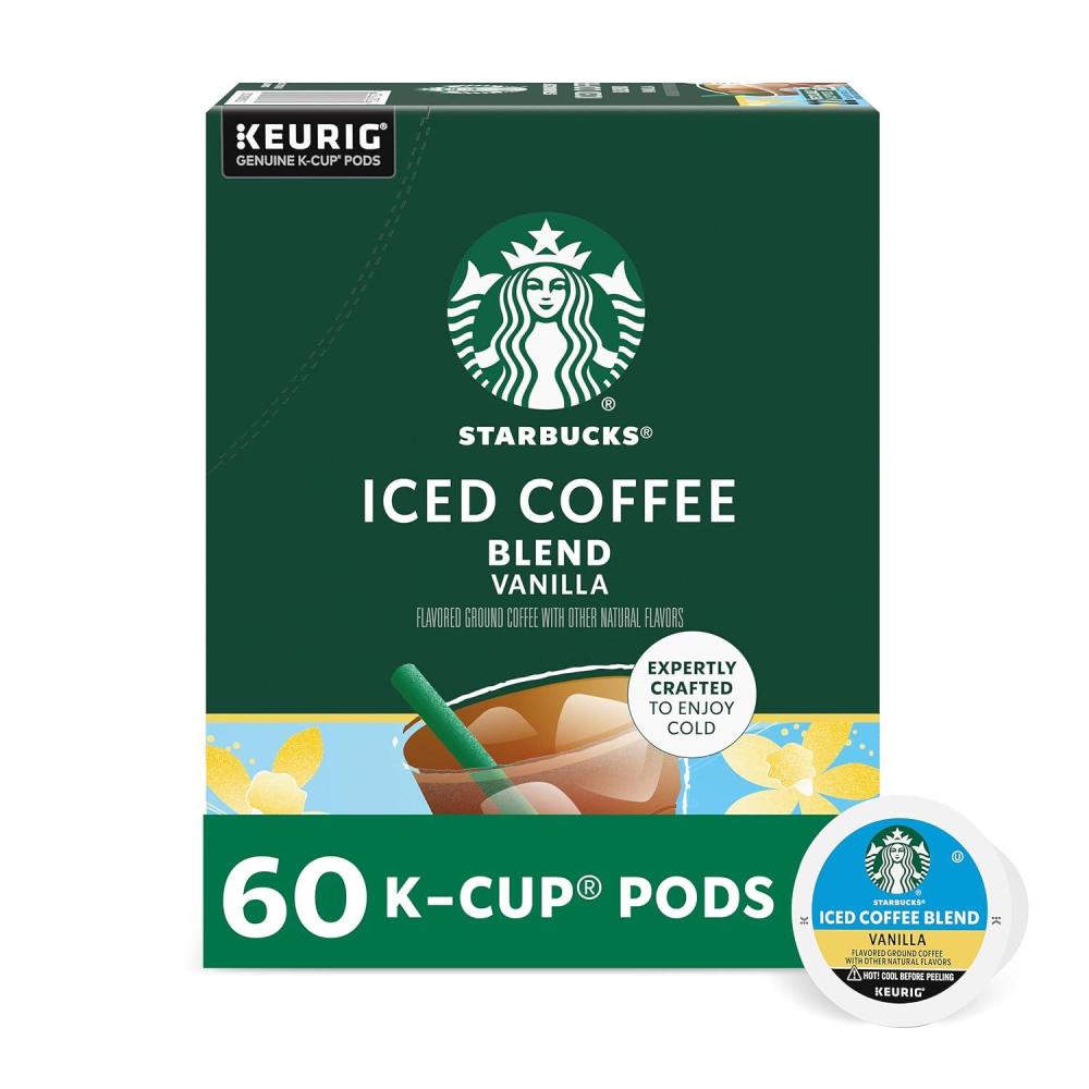 Starbucks K-Cup Coffee Pods, Flavored Hot or Iced Coffee, Toffeenut, 10 Keurig Pods(Iced Vanilla)