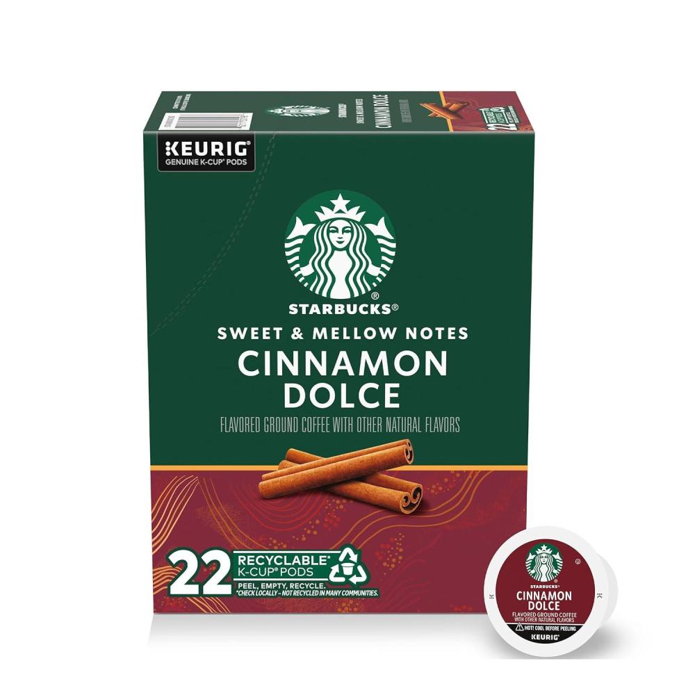 Starbucks K-Cup Coffee Pods, Flavored Hot or Iced Coffee, Toffeenut, 10 Keurig Pods(Cinnamon Dolce)