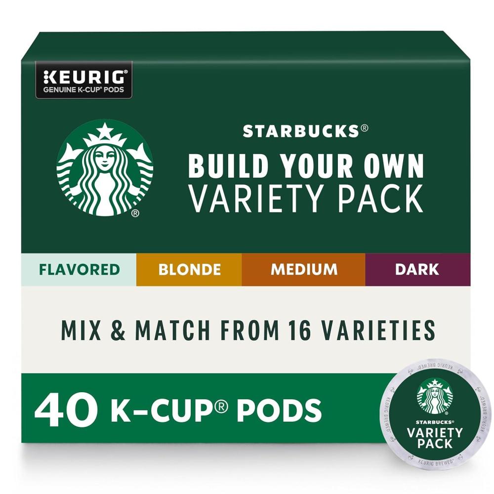 Starbucks K-Cup Coffee Pods, Medium Roast Hot or Iced Coffee, Pike Place Roast, 96 Keurig Pods ​(Variety)