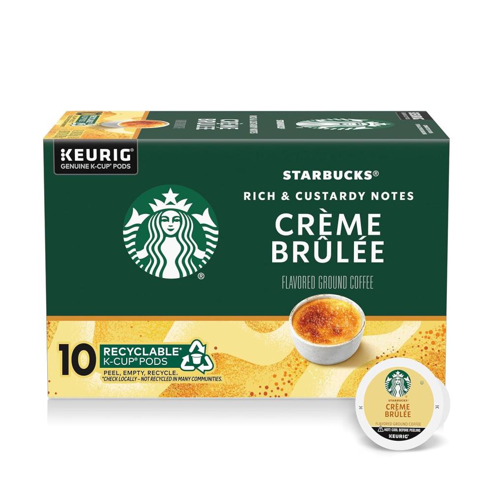 Starbucks K-Cup Coffee Pods, Medium Roast Iced Coffee Blend, Signature Black for Keurig Brewers, 100% Arabica, 6 Boxes (60 Pods Total)(Crème Brulee)
