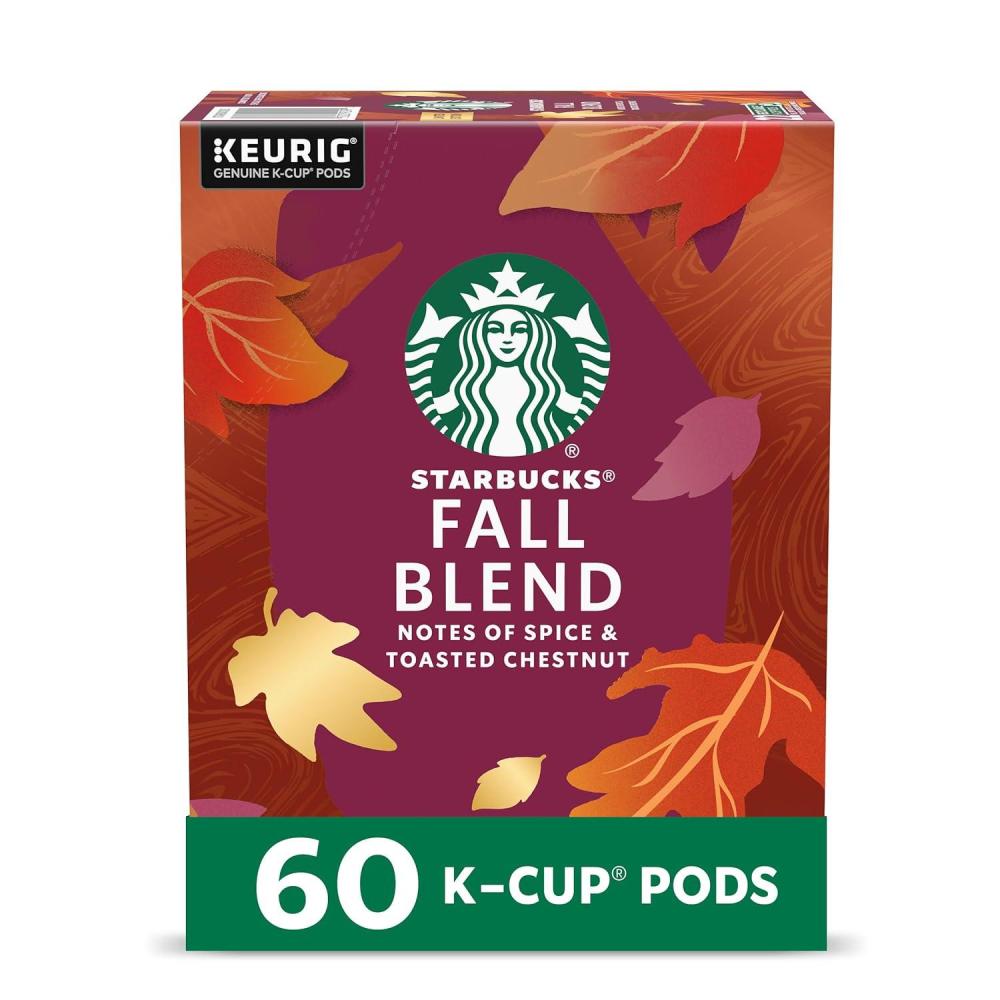 Starbucks K-Cup Coffee Pods, Medium Roast Hot or Iced Coffee, Pike Place Roast, 96 Keurig Pods ​(Fall Blend)