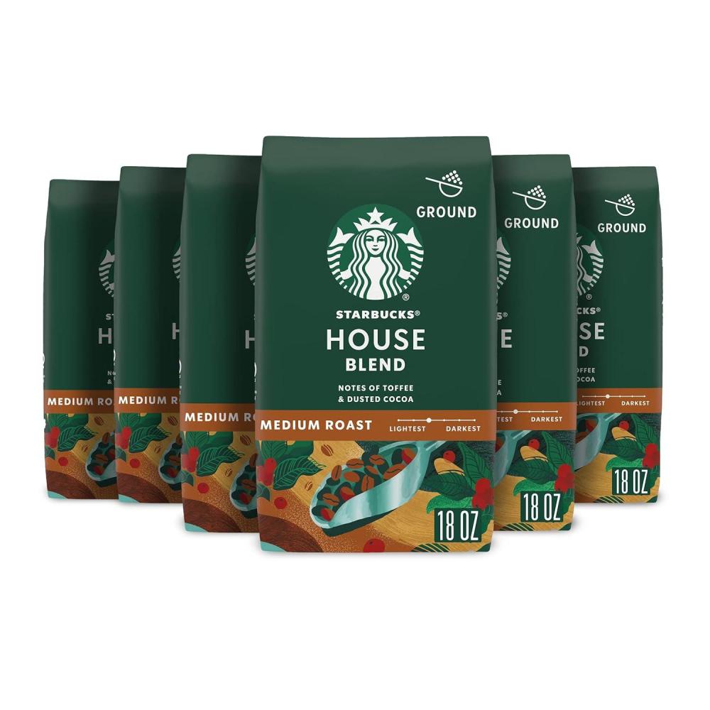 Starbucks Ground Coffee, Medium Roast Coffee, Decaf Pike Place Roast, 100% Arabica, 3 bags (12 oz each)(Notes of Toffee and Dusted Cocoa)