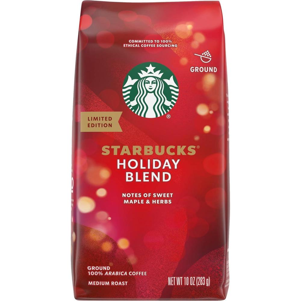 Starbucks Ground Coffee, Medium Roast Coffee, Decaf Pike Place Roast, 100% Arabica, 3 bags (12 oz each)(Holiday Blend)