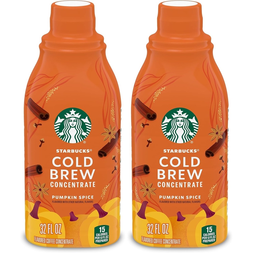 Starbucks Cold Brew Coffee Concentrate, Pumpkin Spice Flavored, Limited Edition, 100% Arabica, Multi-Serve Bottle (32 Fl Oz)(Pumpkin Spice)