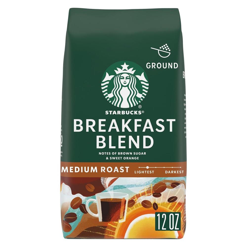 Starbucks Ground Coffee, Medium Roast Coffee, Decaf Pike Place Roast, 100% Arabica, 3 bags (12 oz each)(breakfast blend)