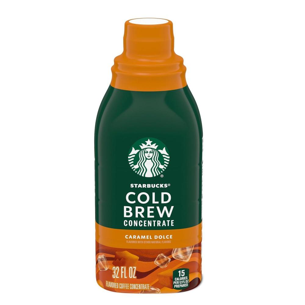 Starbucks Cold Brew Coffee Concentrate, Caramel Dolce Flavored Iced Coffee, 32 fl oz(Caramel)
