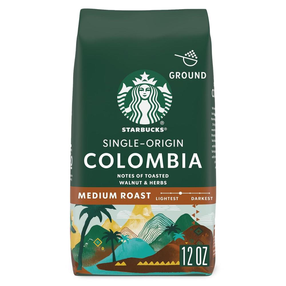 Starbucks Ground Coffee, Medium Roast Hot or Iced Coffee, Variety Pack, Three 12 oz Bags​(Colombia)