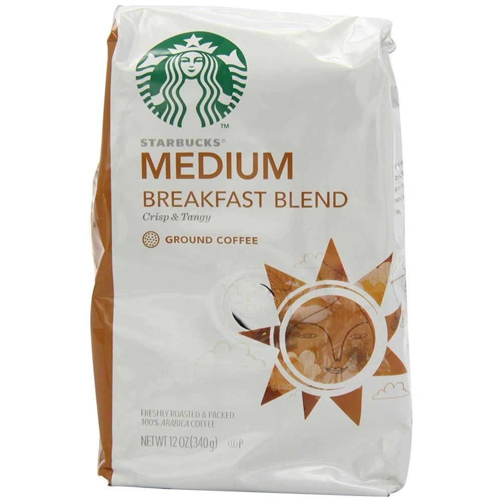 Starbucks Ground Coffee, Medium Roast Hot or Iced Coffee, Variety Pack, Three 12 oz Bags​(Breakfast Blend)