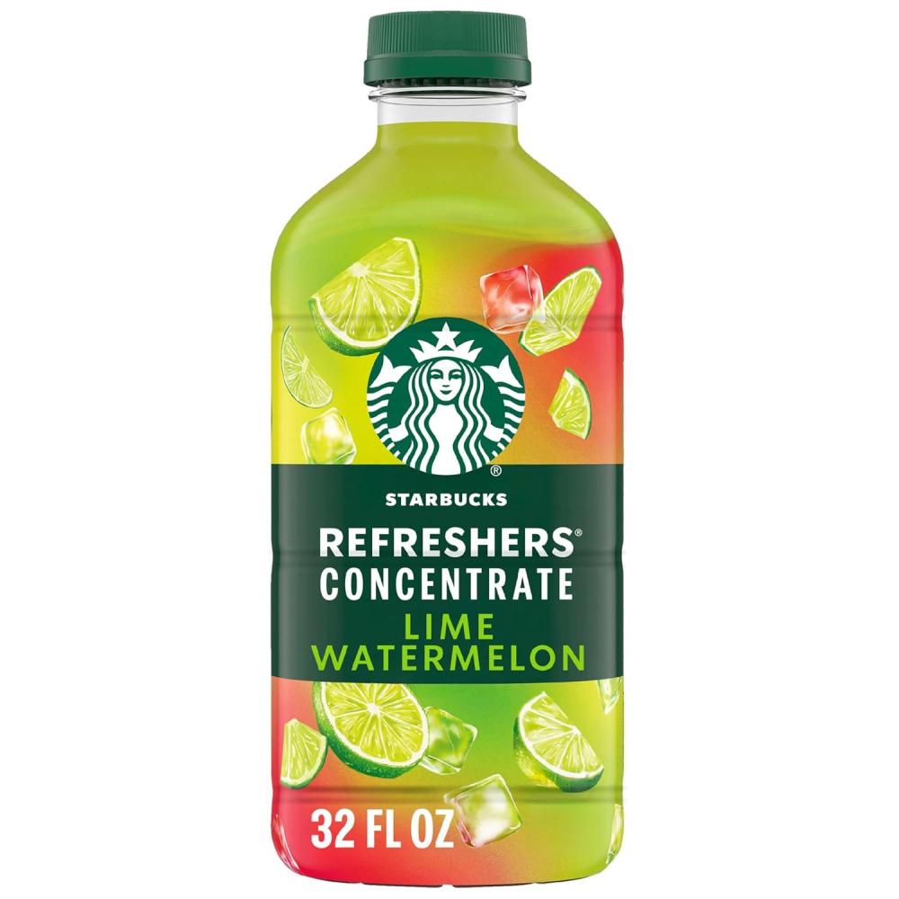 Starbucks Refreshers Concentrate Lime Watermelon, Refreshing Drink, Cold Drinks 32 fl oz(Lime Watermelon)