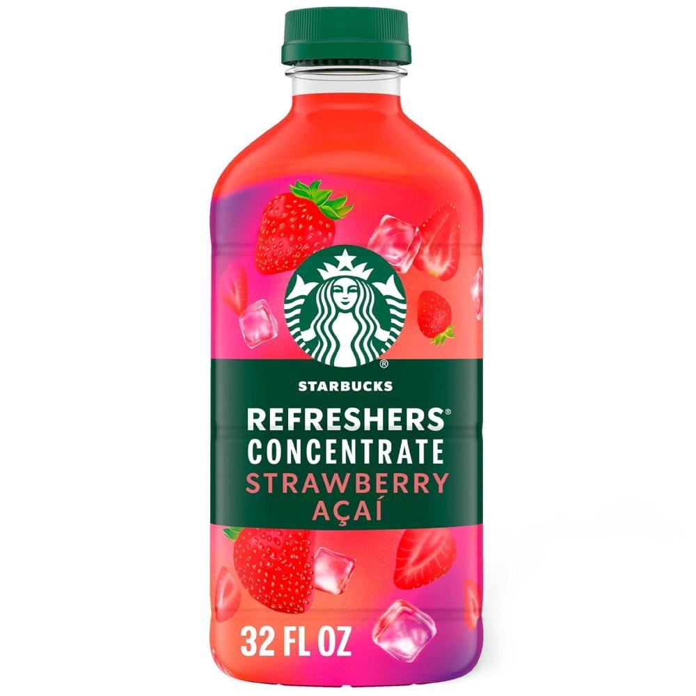 Starbucks Refreshers Concentrate Lime Watermelon, Refreshing Drink, Cold Drinks 32 fl oz(Strawberry Acai)